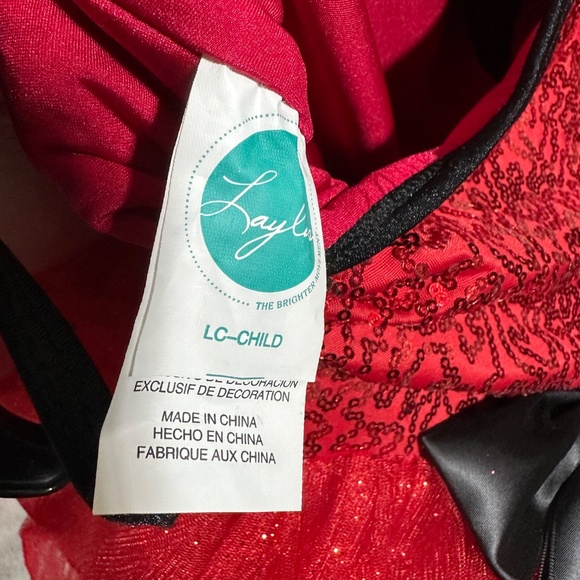 Sequins Red Mesh Flower Girl Dress Child LC Christmas Wedding Pageant Costume - Picture 6 of 7